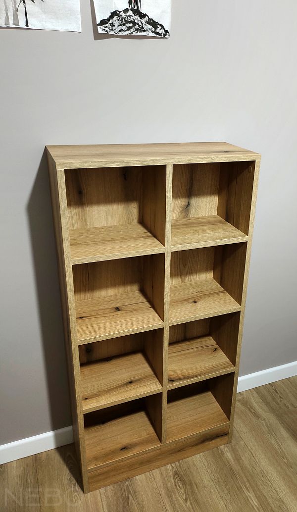 Стеллаж напольный из древесного ЛДСП с восемью открытыми полками