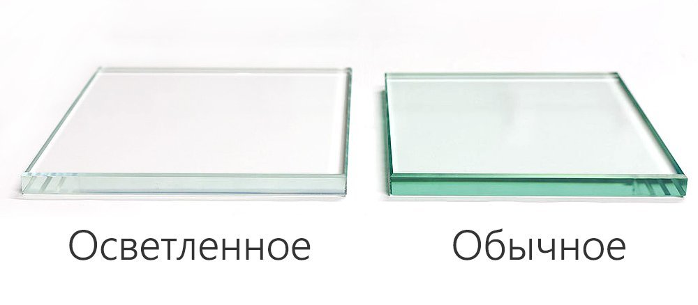 Сравнительное фото обычного и осветленного стекла