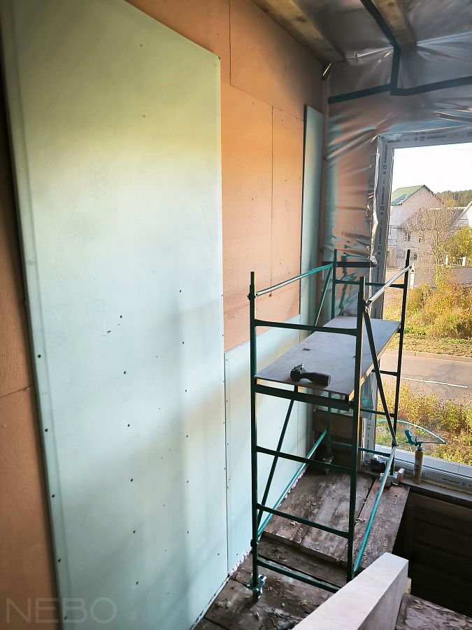 Монтаж крупноформатных влагостойких гипсокартонных листов на высокие перегородки