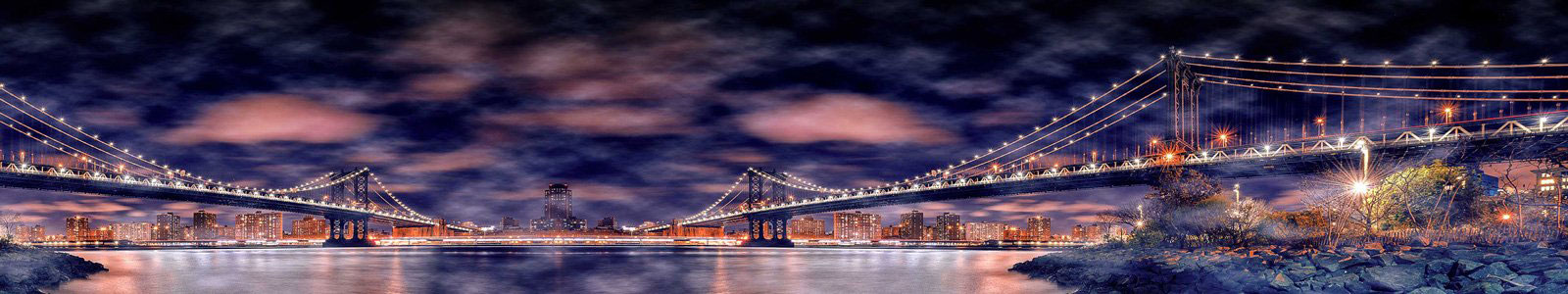 №6373 - Манхэттенский Мост ночью с эффектом HDR