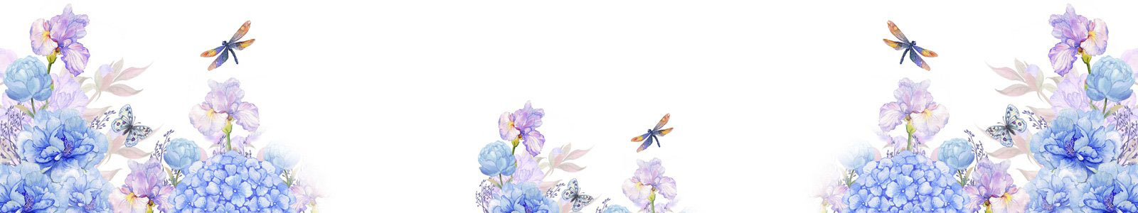№6490 - Нежные акварельные цветы и стрекозы