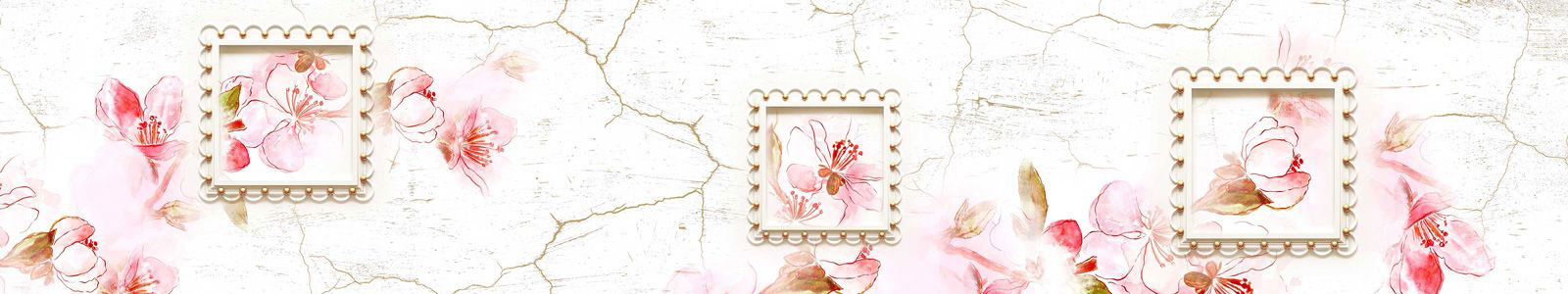 №6698 - Рисунок цветущего миндаля на фоне стены с трещинами