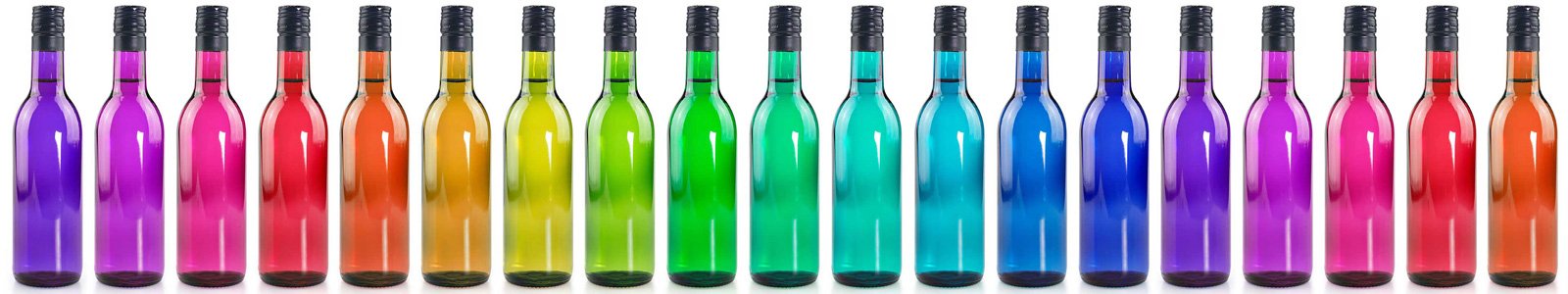 №6735 - Разноцветные бутылочки на белом фоне