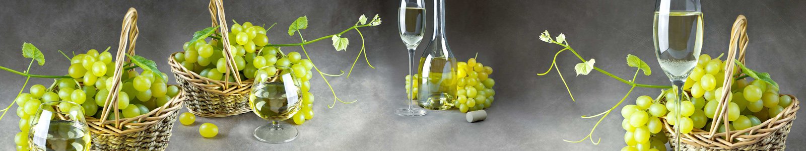 №6779 - Зеленый виноград в корзинах и белое вино