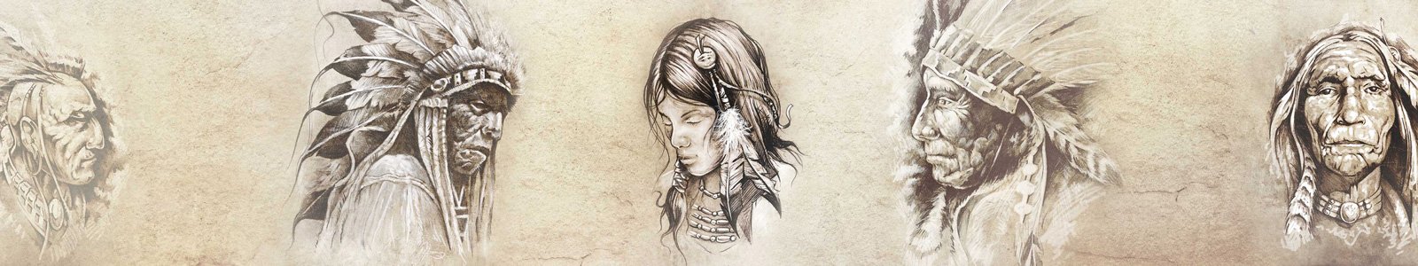 №7152 - Иллюстрации индейцев на состаренном фоне