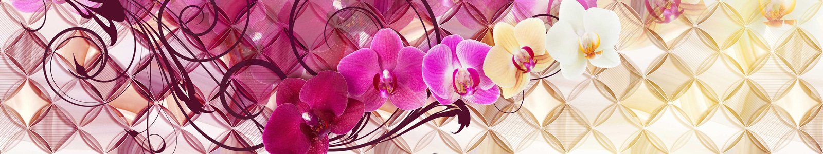 №7321 - Орхидеи разного цвета на абстрактном фоне