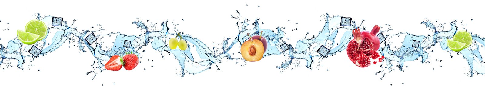 №7703 - Фрукты, ягоды на волне воды со льдом