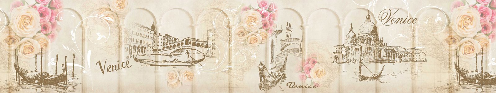 №7762 - Нежные букетики на венецианском фоне