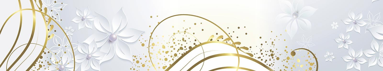 №8234 - Абстрактные цветы с золотыми витиеватыми линиями и кругами