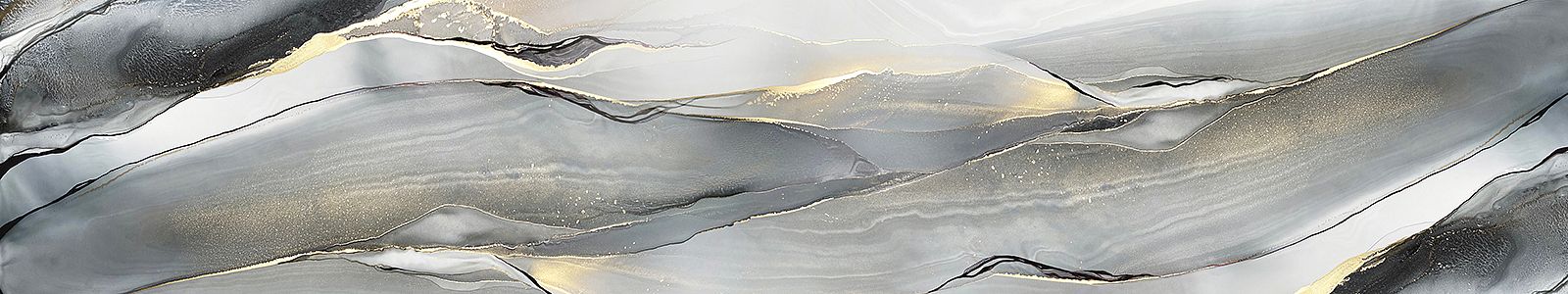 №8337 - Абстрактные серые волны с золотой россыпью в технике спиртовых чернил