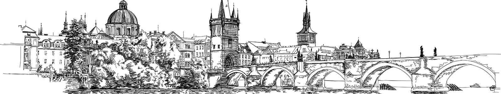№1633 - Вид на Карлов мост и набережную реки Влтава (Прага, Чехия)