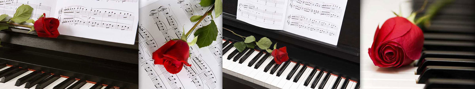 №3378 - Фортепиано, ноты и красная роза