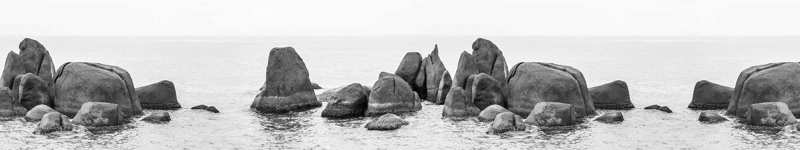 №3528 - Туманный морской пейзаж с камнями в воде