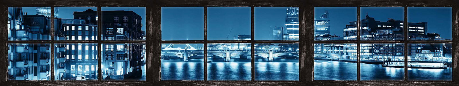 №3792 - Вид из окна на ночную панораму Лондона, Мост Саутворк