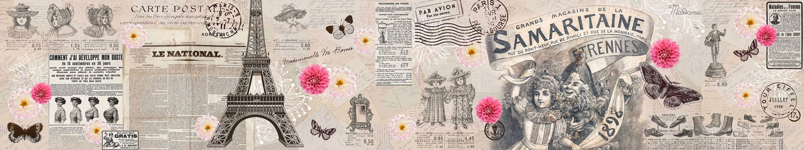 №3954 - Ретро коллаж - вырезки и страницы французских газет, каталогов, почты