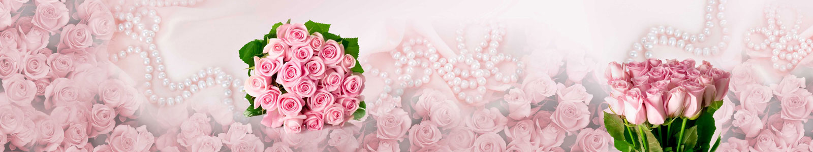 №3983 - Нежные розовые розы с жемчугом на фоне