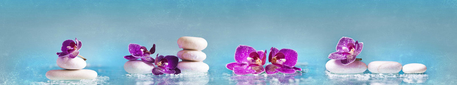 №4638 - Яркие орхидеи с камушками на бирюзовом фоне