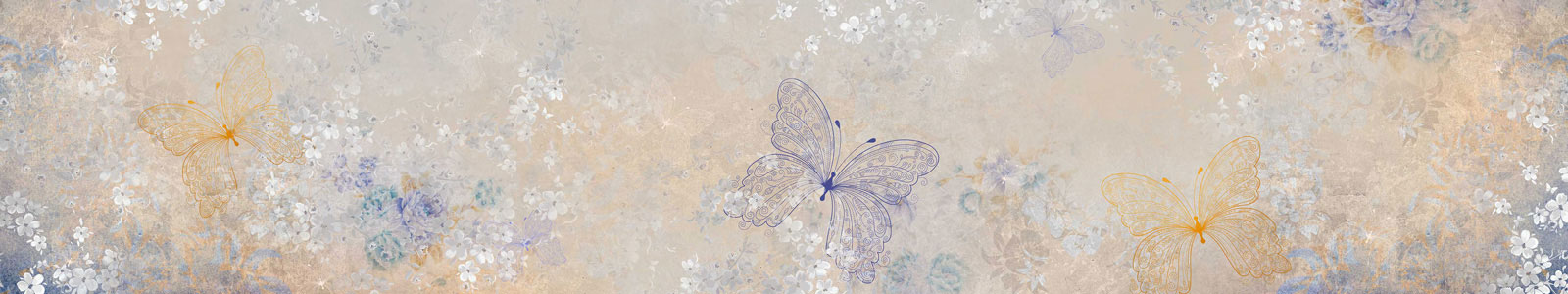 №4659 - Фон в графические цветы и бабочки