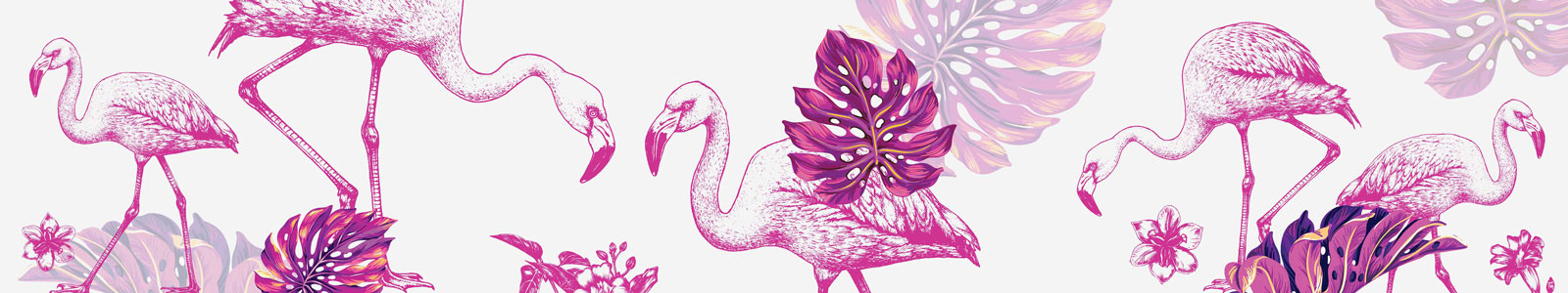 №4743 - Розовые фламинго на белом фоне