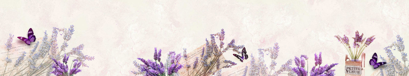 №4948 - Фон с лавандой и бабочками в пурпурном оттенке
