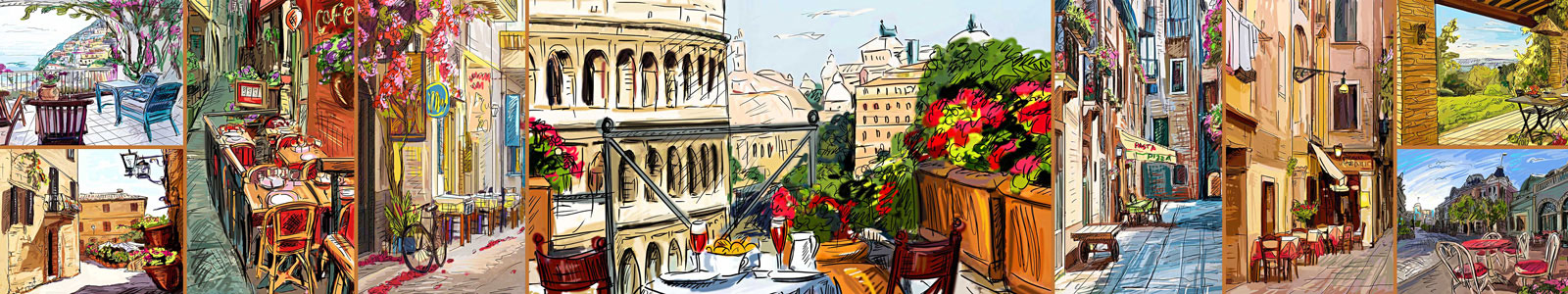 №4956 - Улицы Рима и других городов Италии в иллюстрациях, коллаж