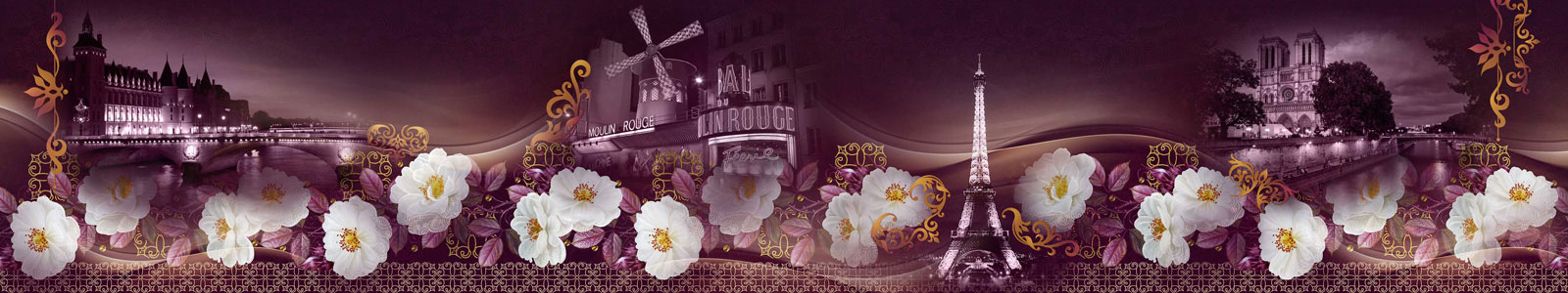 №5474 - Ночной Париж в белых розах