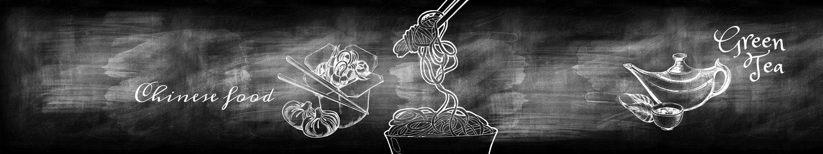 №5760 - Китайская еда и чай, рисунки на меловой доске