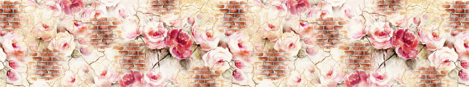 №5944 - Акварельные цветы на стене с трещинами