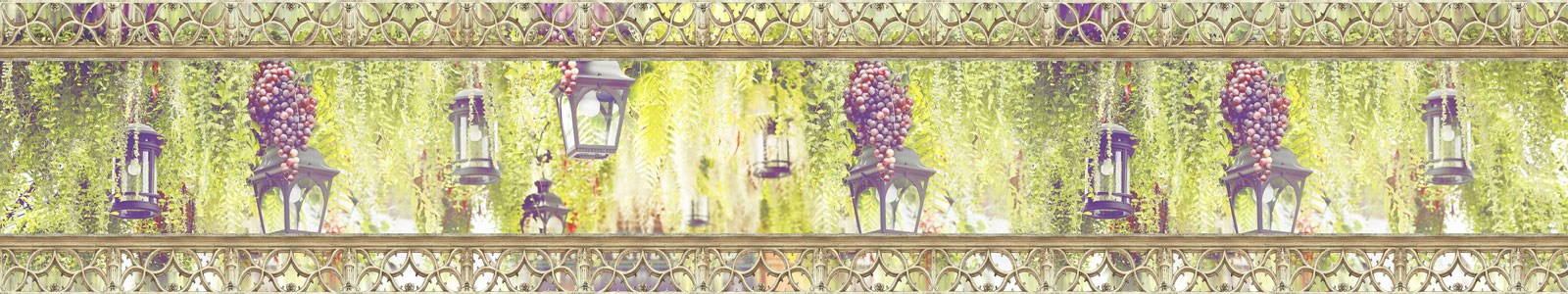 №5960 - Декорации с фонарями и гроздьями винограда в саду