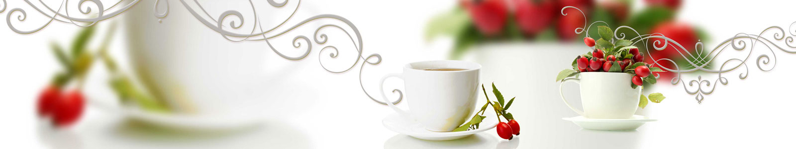 №6041 - Чашки чаю с шиповником на светлом фоне