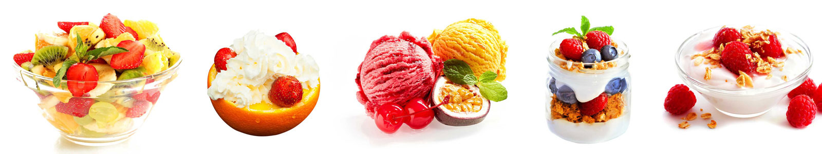 №6165 - Фруктово-ягодные десерты на белом фоне