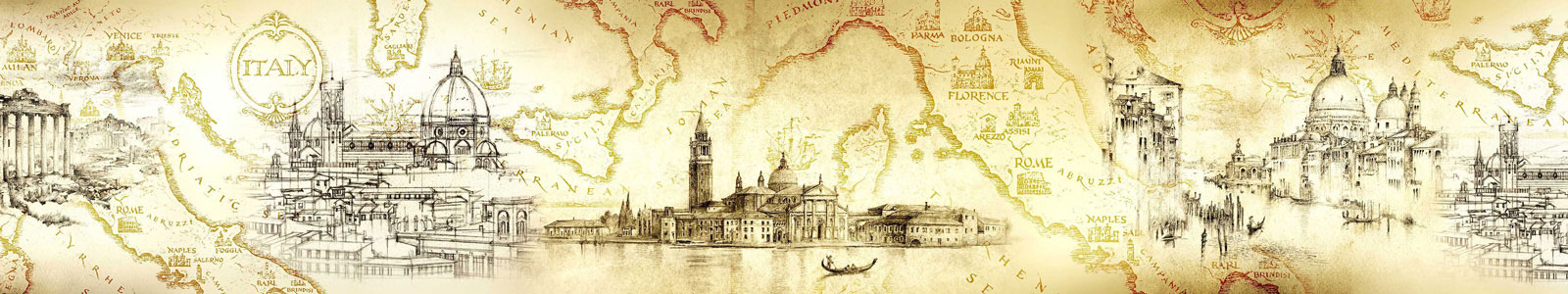№6172 - Винтажный фон с рисунками итальянских городов