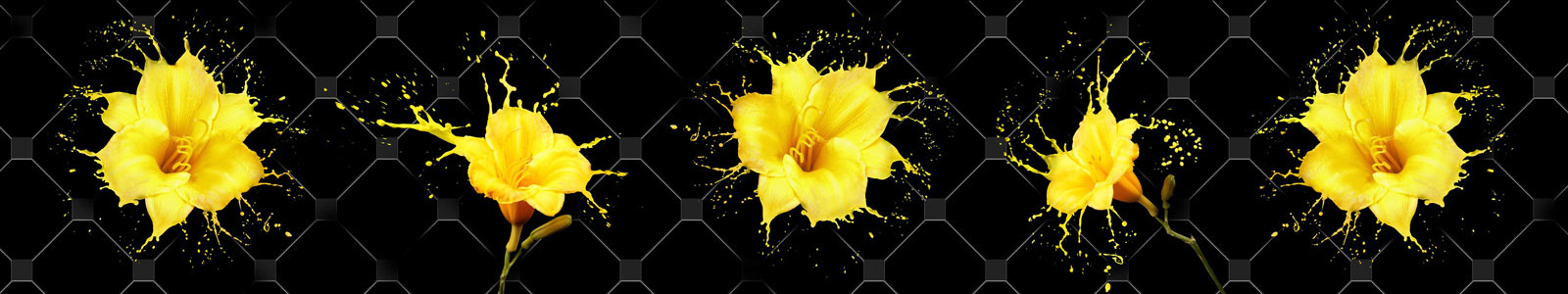 №6247 - Желтые лилии на фоне декоративной плитки