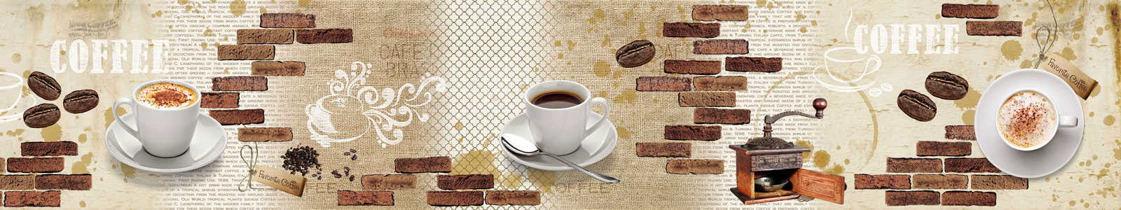№6282 - Чашки кофе на винтажном фоне